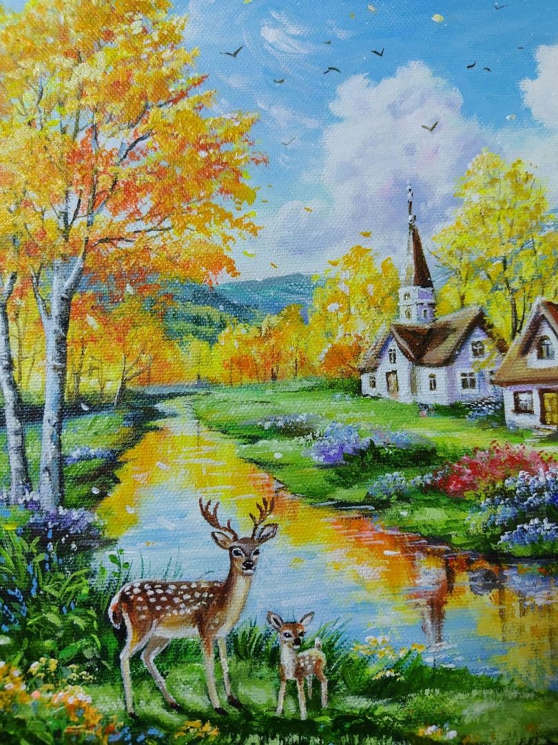 a*k様 【秋の到来】アクリル画 F3 風景画 絵画