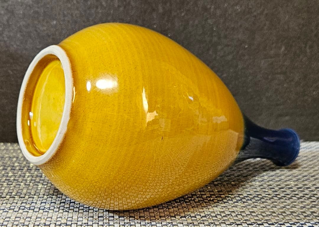 日展作家　九谷焼　名工 五代中村秋塘　中村雅彦 造　彩釉　花入れ　共箱　共布