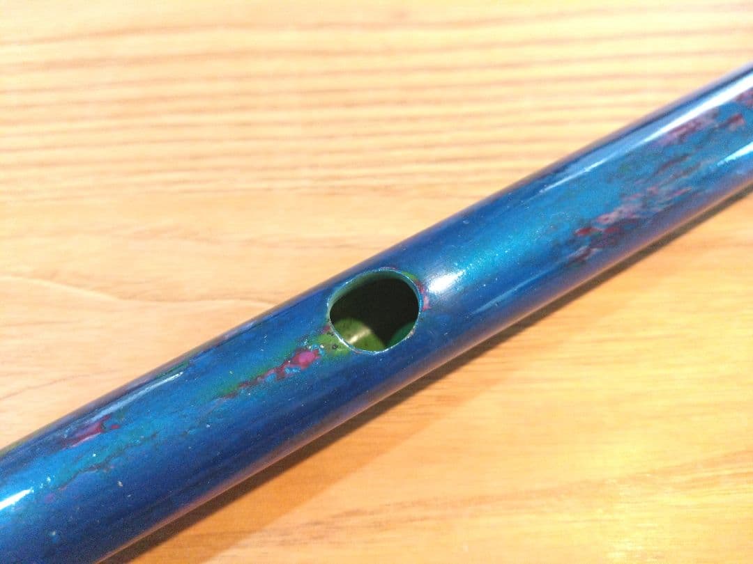 【ハンドメイド品】篠笛 京都篠竹 七本調子 七穴 お囃子 唄用 青③