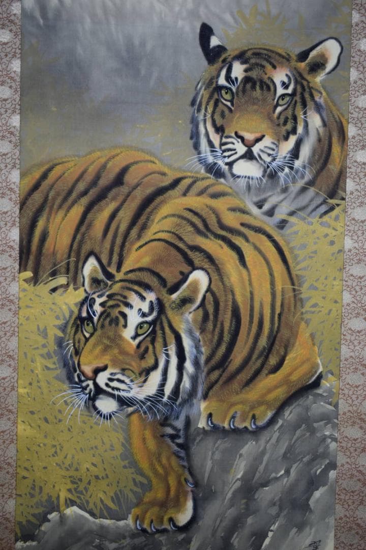 真作/佐藤翠渓/猛虎図/布袋屋掛軸HG-740