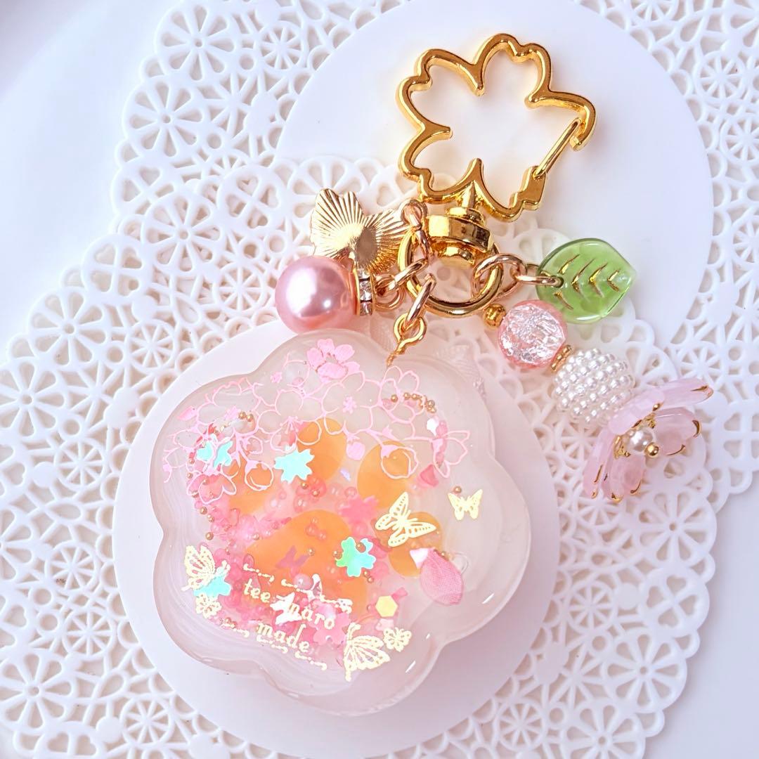 【ひなお取り置き】くまさん♡肉球キーホルダー・桜ピンク