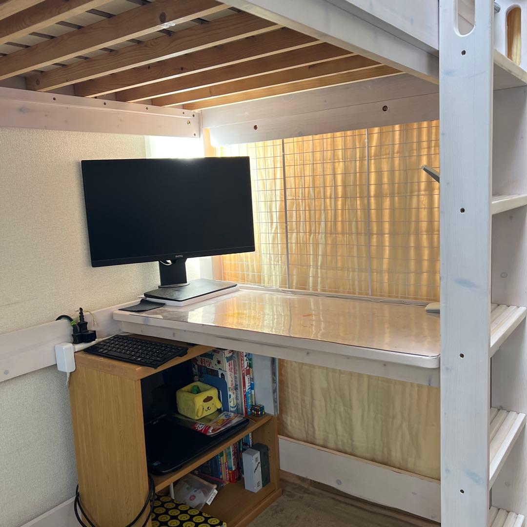 ★売約済★天然木机 宮付き ロフトベッド Hiタイプ