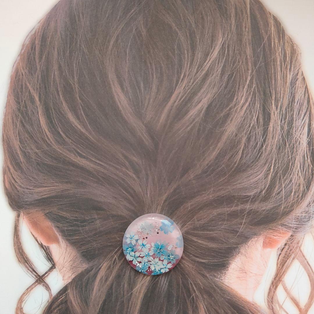 【1002】ハンドメイド　レジン　ヘアゴム　ポニーフック