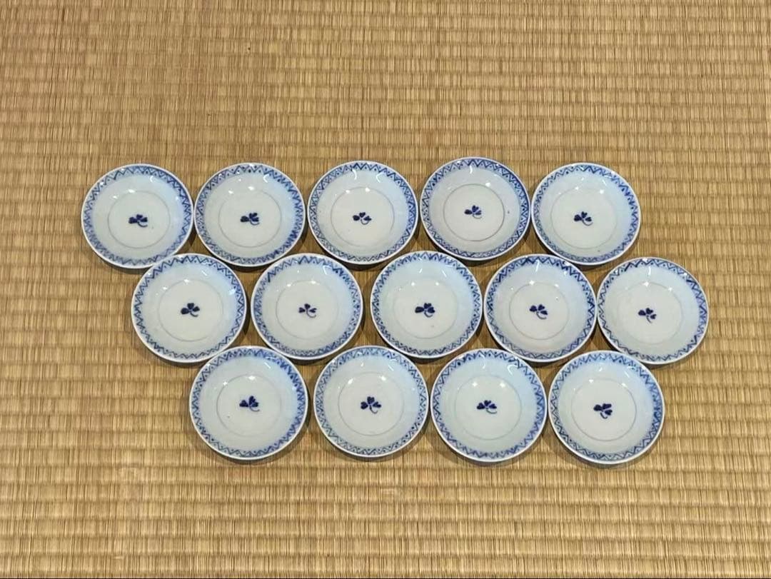 古伊万里 成化年製 染付 唐草花文 蓋付茶碗 14客 向付 懐石料理道具