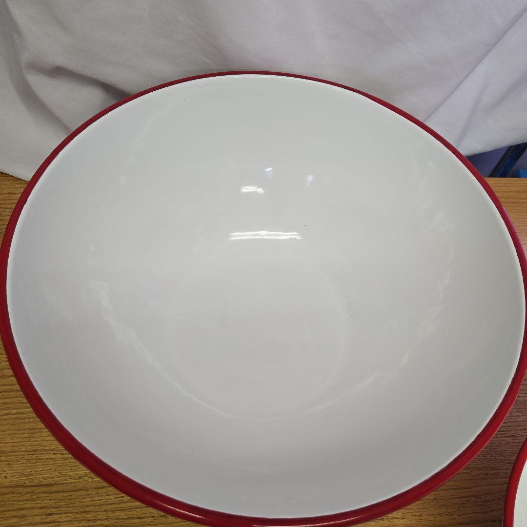 月兎 ボウルセット ホーローレッド 富士ホーロー　ビンテージ