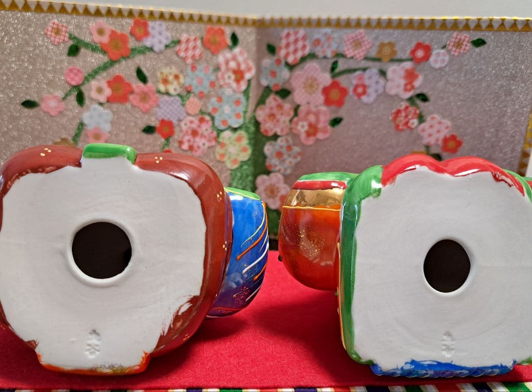 特価3月3日まで k-⑮九谷焼 ひな人形 3号 親王飾り 青とオレンジ