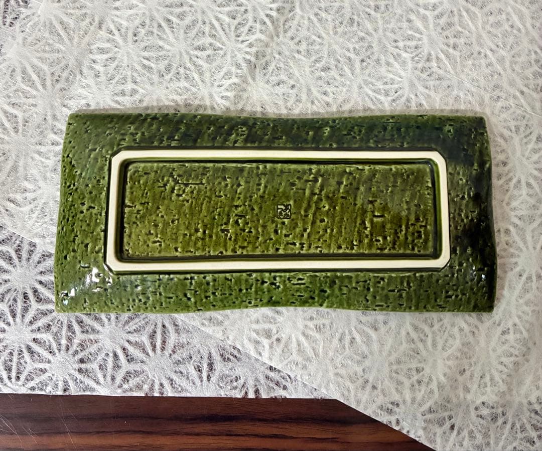 青織部 深く濃い緑 長方形角皿 6枚 あかつき