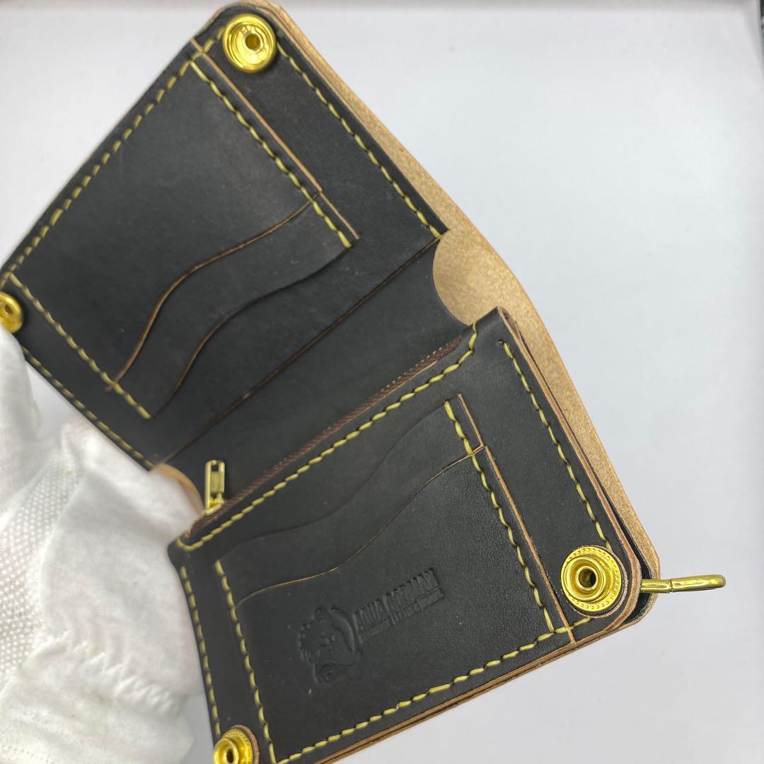 無骨！お札折らずに収納できる無骨な手染めミドルトラッカーウォレット BTW