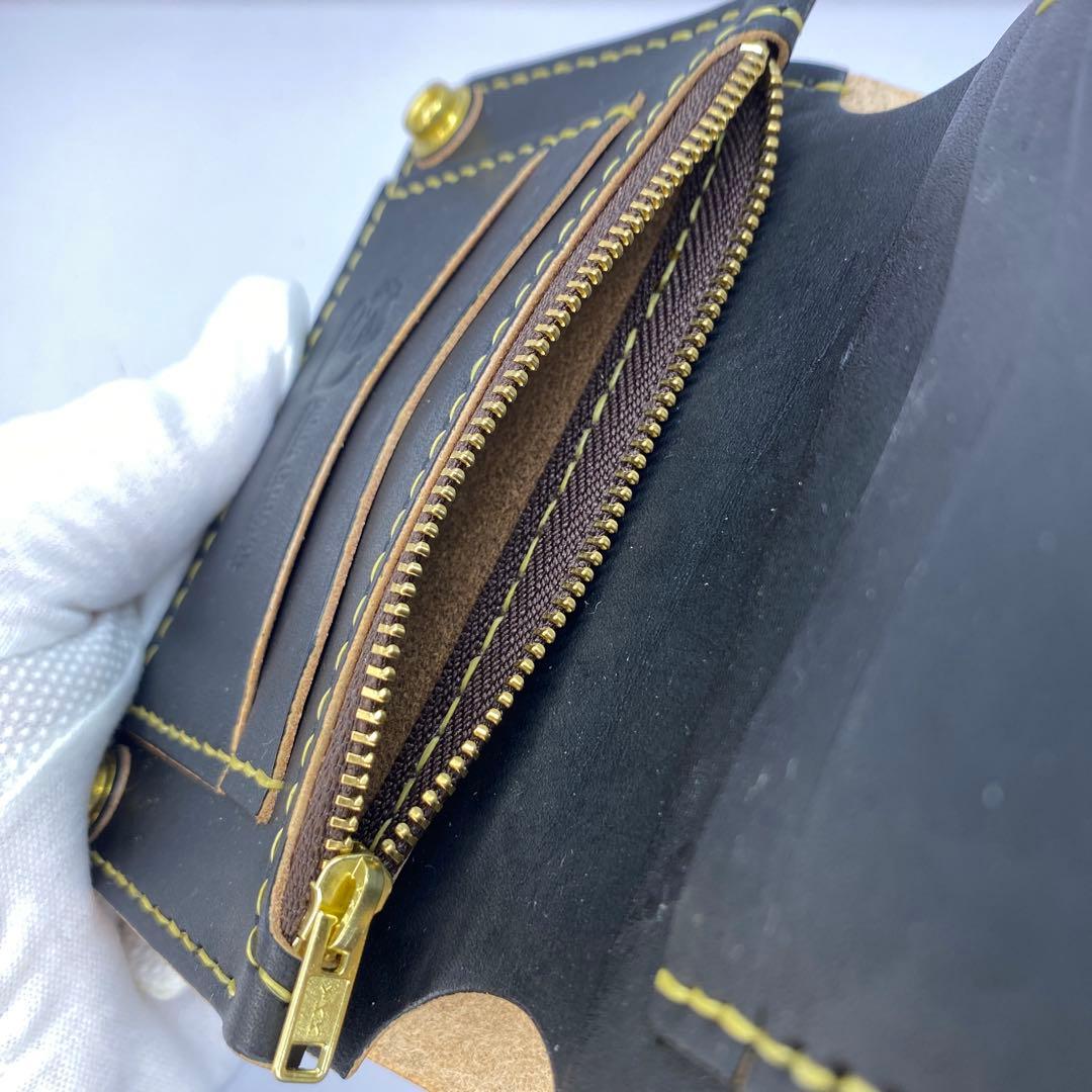 無骨！お札折らずに収納できる無骨な手染めミドルトラッカーウォレット BTW