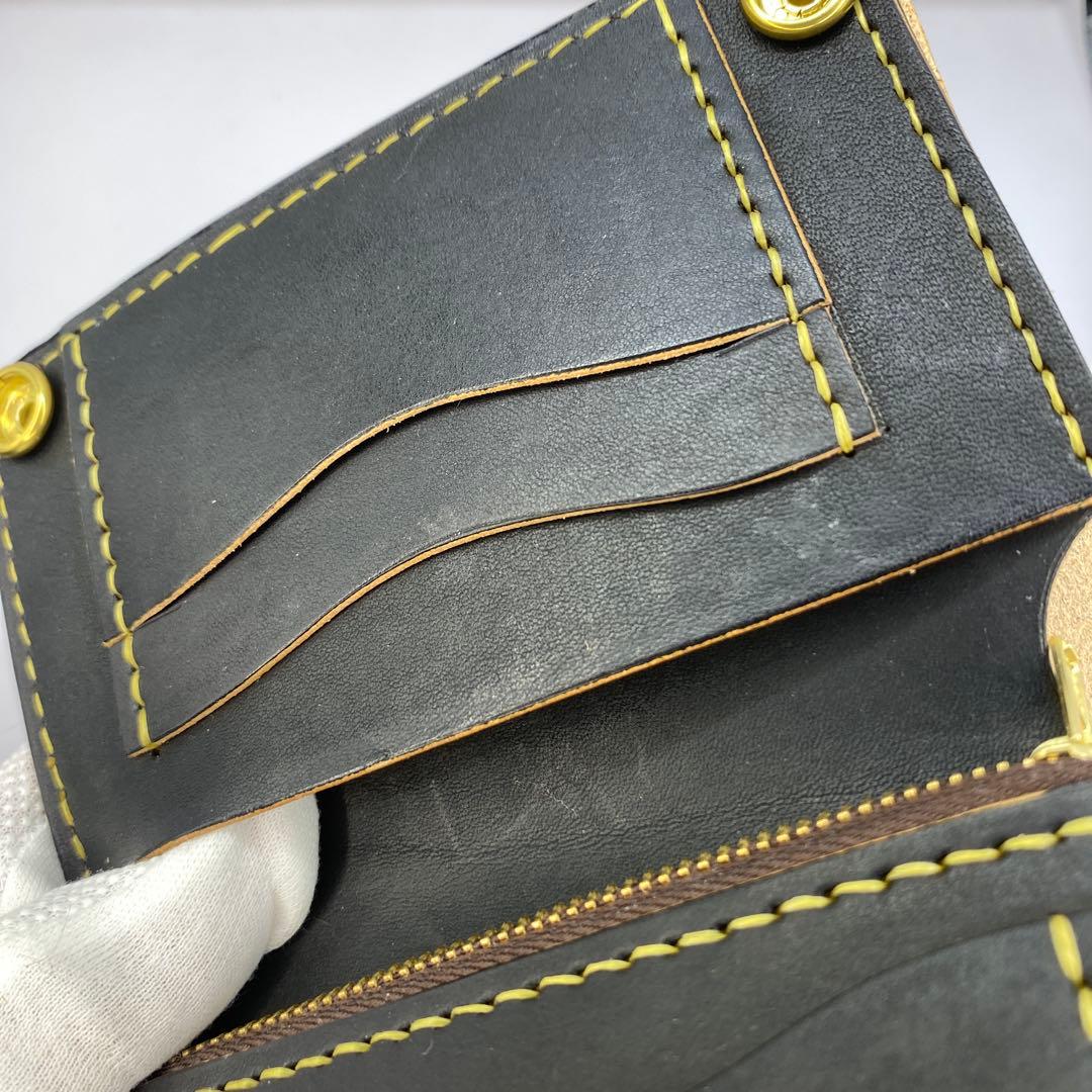 無骨！お札折らずに収納できる無骨な手染めミドルトラッカーウォレット BTW