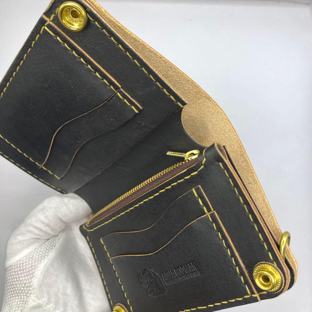 無骨！お札折らずに収納できる無骨な手染めミドルトラッカーウォレット BTW