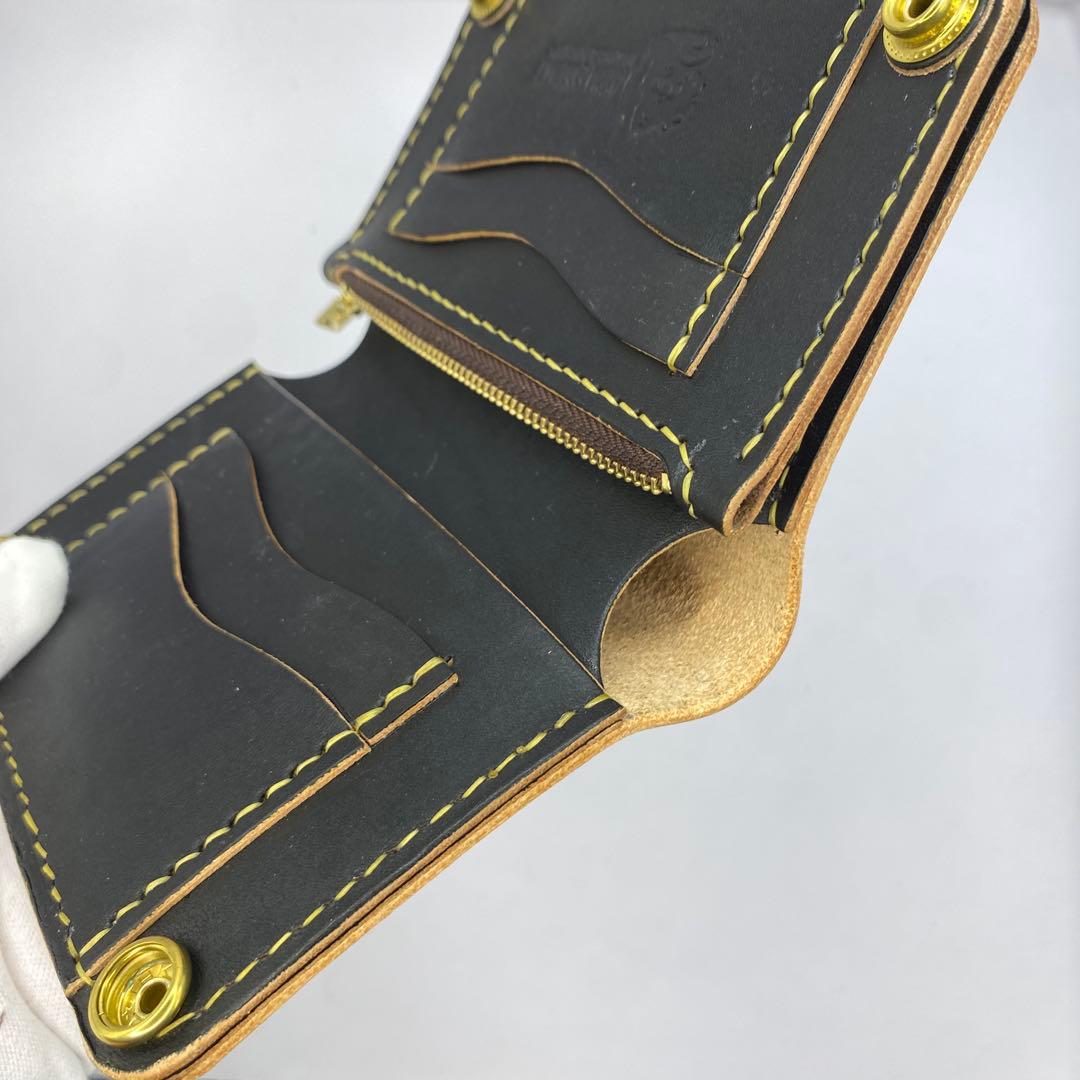 無骨！お札折らずに収納できる無骨な手染めミドルトラッカーウォレット BTW