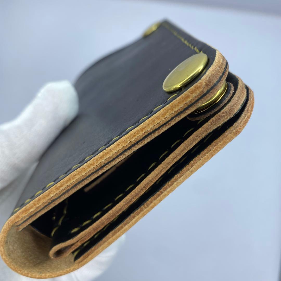 無骨！お札折らずに収納できる無骨な手染めミドルトラッカーウォレット BTW