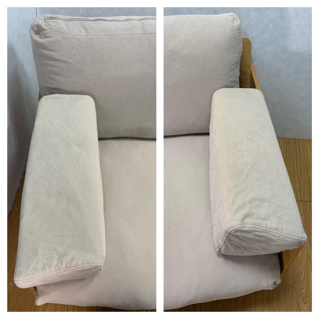 K★★182 無印良品 木製ソファ オーク材突板2.5 シーター