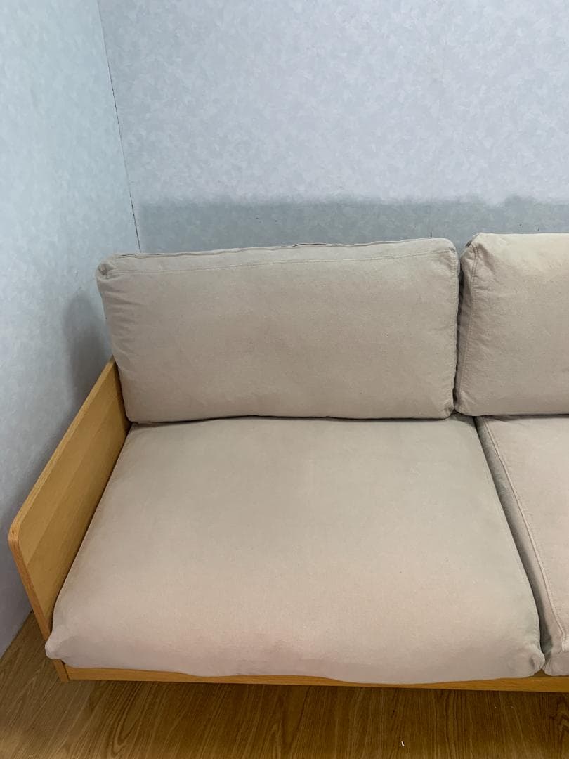 K★★182 無印良品 木製ソファ オーク材突板2.5 シーター