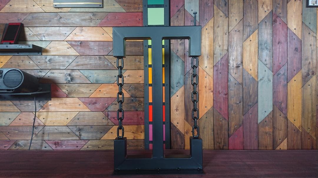 マットブラックでアイアンな極太＆チェーン鉄脚♪50×400×650mm 2脚