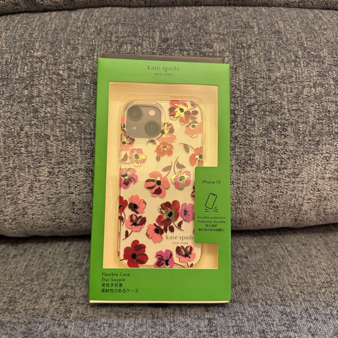 【新品】kate spadeケイトスペード　iPhone15カバー ポピー花柄