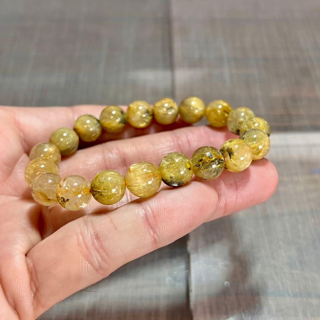 金運強　太陽放射ルチルブレスレット　ヘマタイト　ルチルクォーツ　2-4