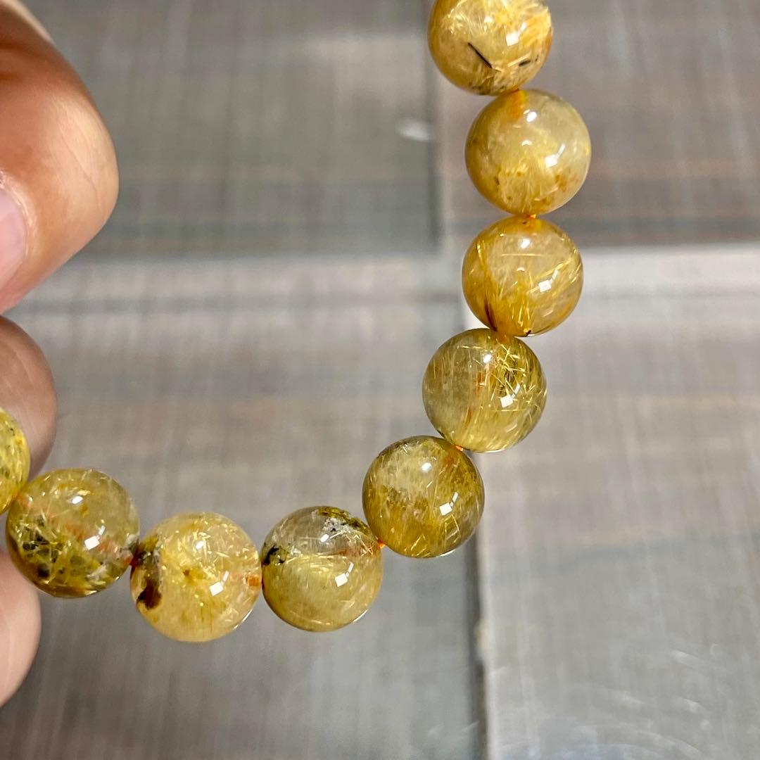 金運強　太陽放射ルチルブレスレット　ヘマタイト　ルチルクォーツ　2-4