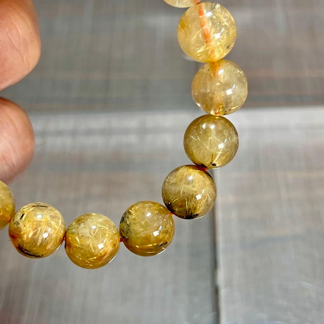 金運強　太陽放射ルチルブレスレット　ヘマタイト　ルチルクォーツ　2-4