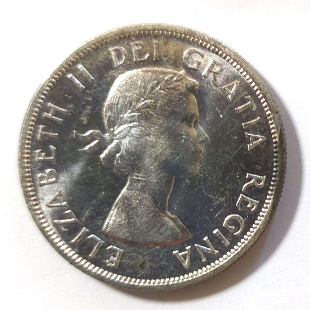 カナダ　１ドル銀貨 1958年ブリティッシュコロンビア州100周年記念