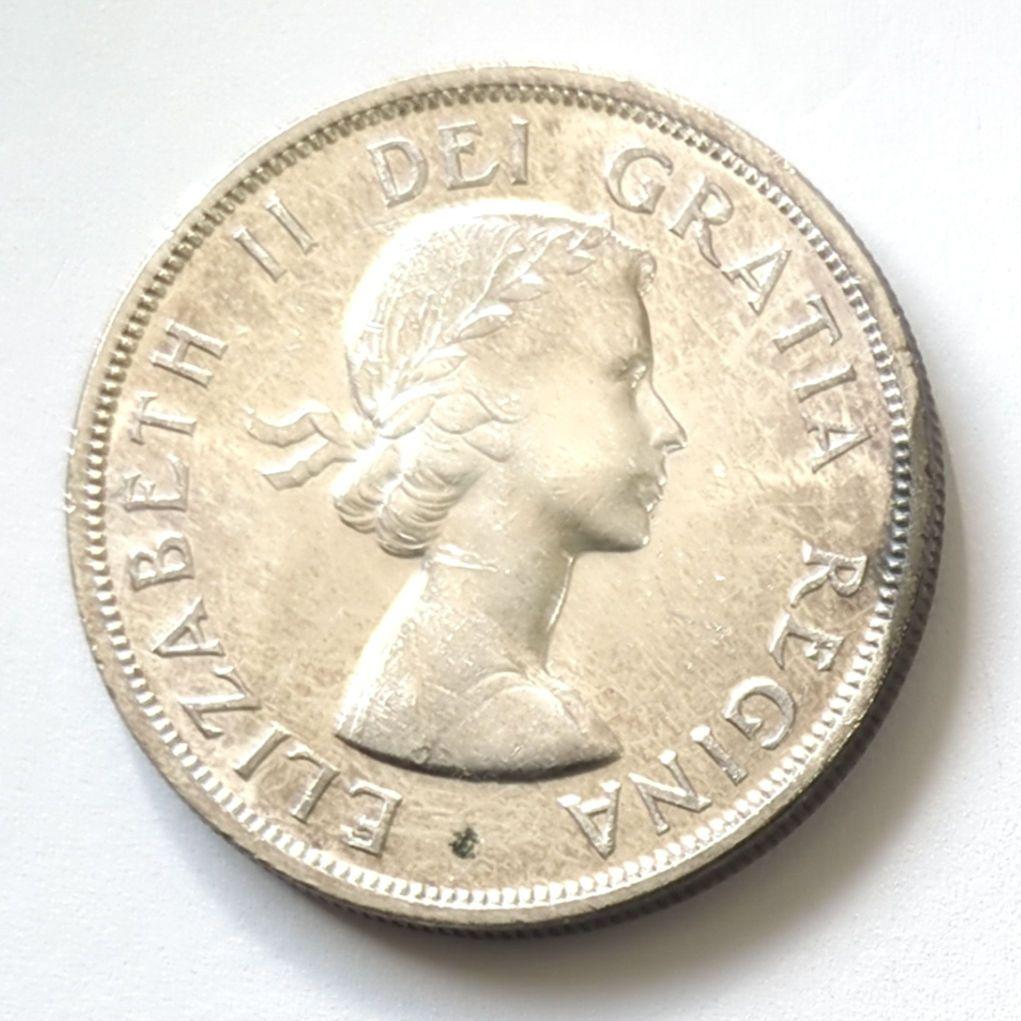 カナダ　１ドル銀貨 1958年ブリティッシュコロンビア州100周年記念