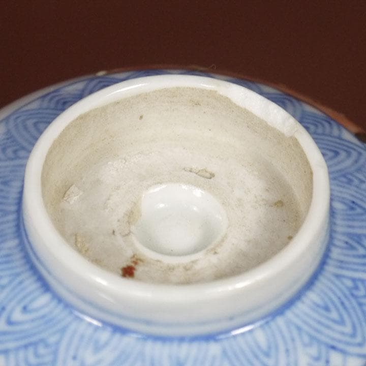 古伊万里 富長貴春 染付 金彩色絵 松鶴文 蓋付茶碗 5個セット　　ｍ353