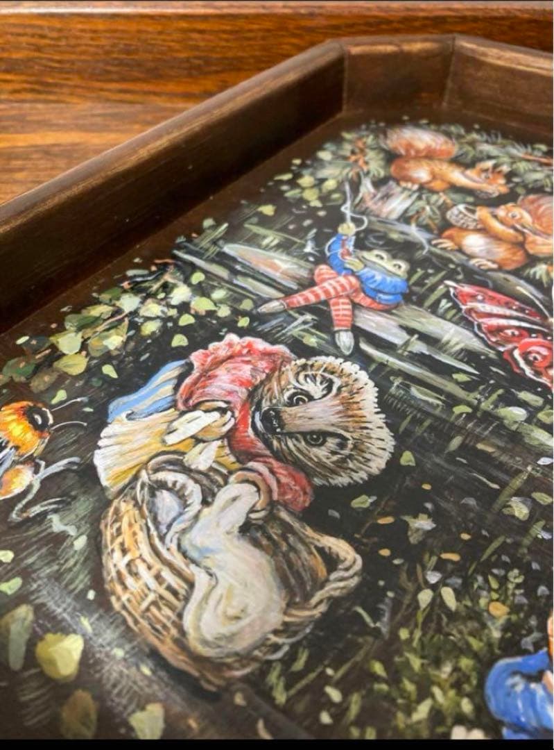 『ピーターラビット』木製飾りトレー☆ハンドペイント ガリーナ作 マトリョーシカ