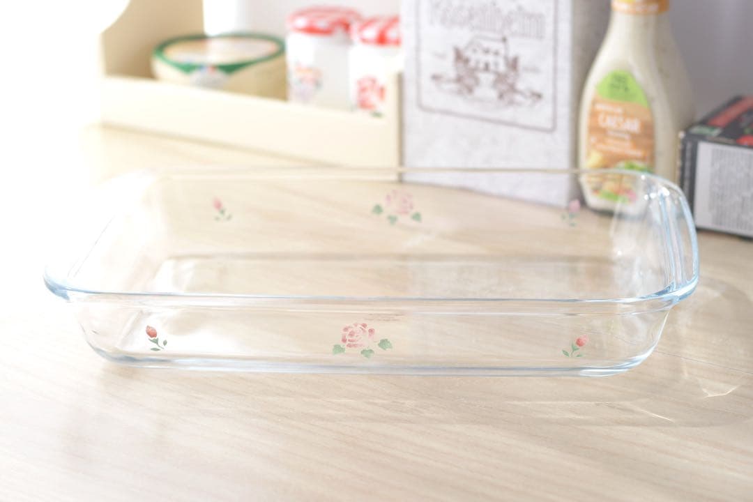 マニーローズ ガラスグランキュイジーヌ　グラタン皿　耐熱　レクタングルL 新品