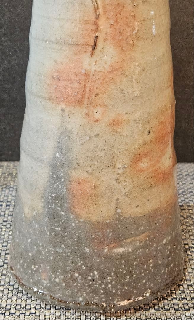 日本工芸会正会員　萩焼　田中講平 作　 萩焼　双耳　花入れ　花瓶　共箱　陶歴書