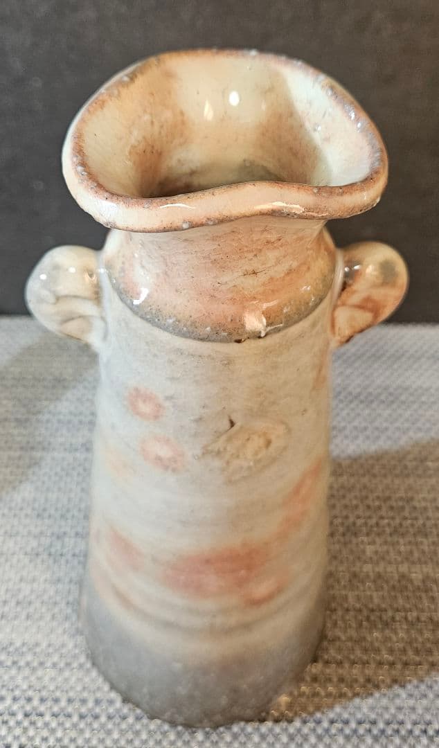 日本工芸会正会員　萩焼　田中講平 作　 萩焼　双耳　花入れ　花瓶　共箱　陶歴書