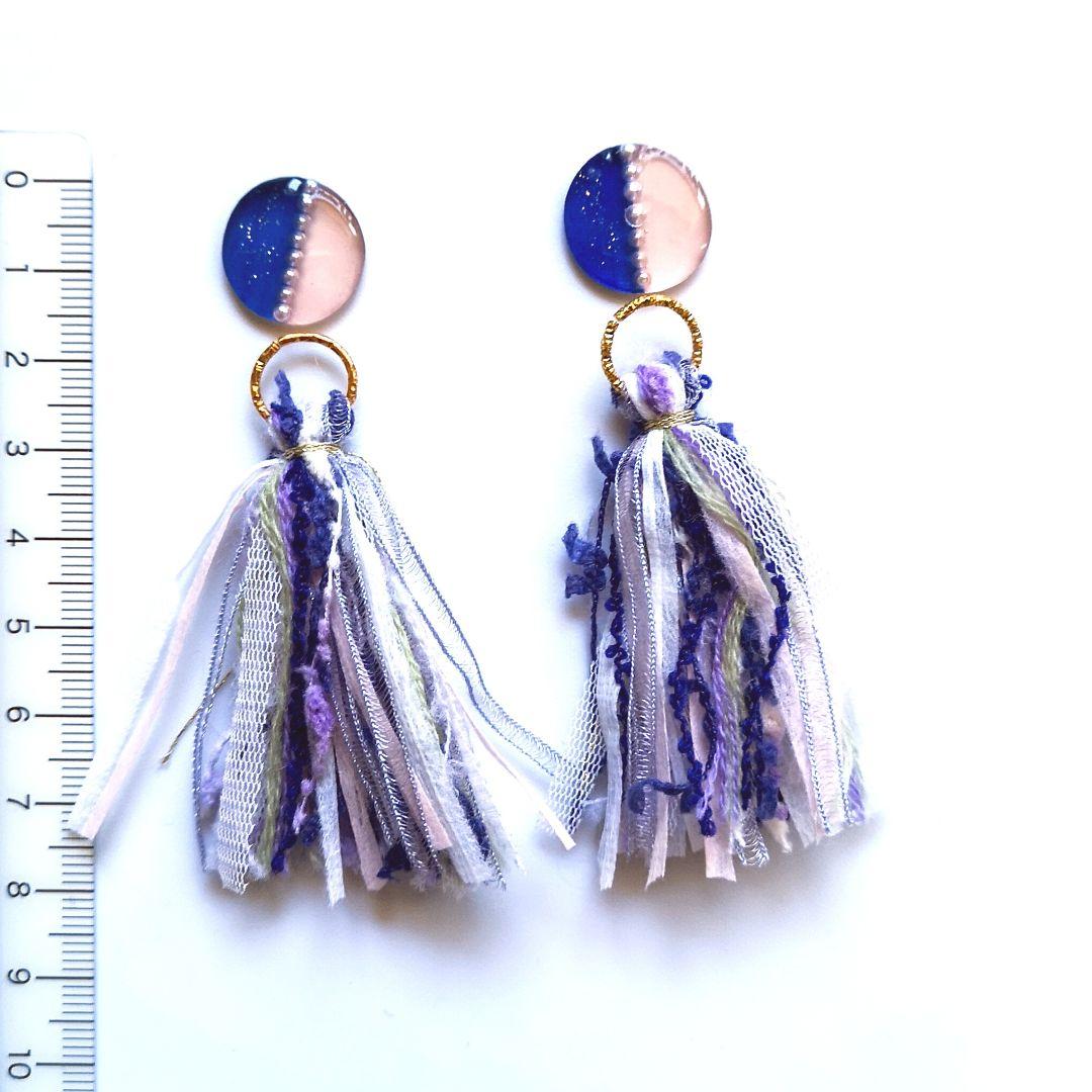 取引中　【sale】2way*ペールピンクとブルーのカラフルなタッセルピアス