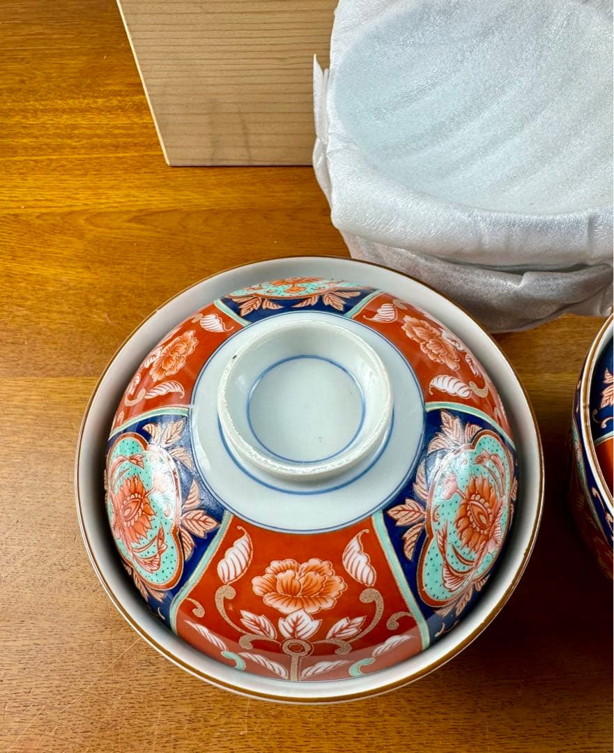 353 三洋陶器三彩亭　龍峰　円菓子碗　蓋付どんぶり　5客セット　未使用品　共箱