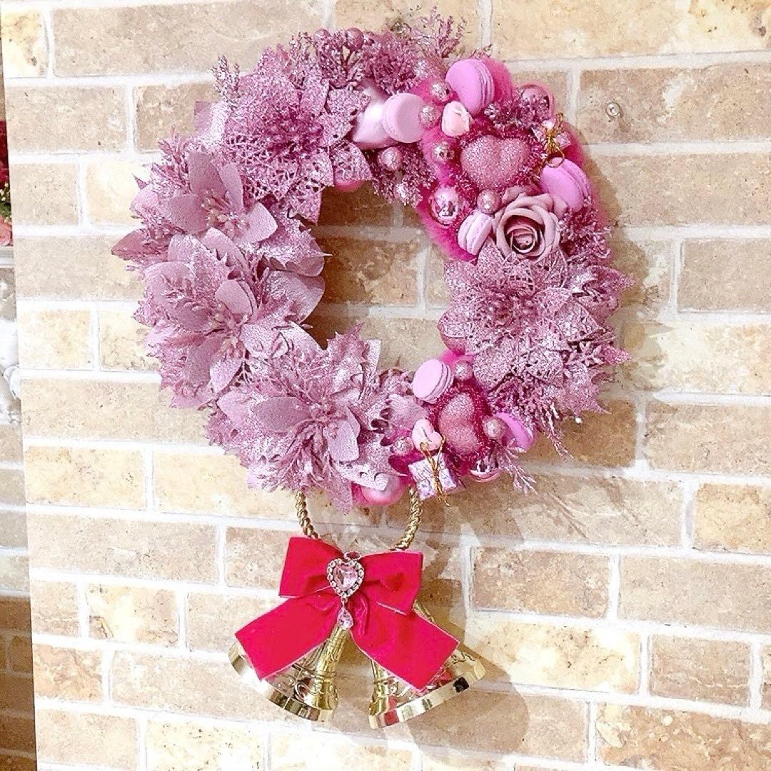 クリスマスフラワーリース♡フェイクファーとハートいっぱいのクリスマスリース