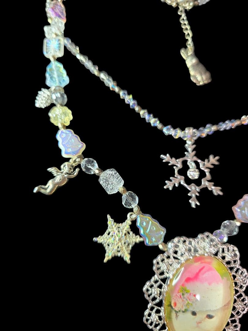 ガラスカメオ　ネックレス　ねこ