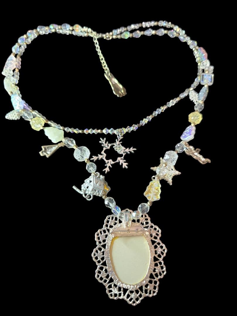 ガラスカメオ　ネックレス　ねこ