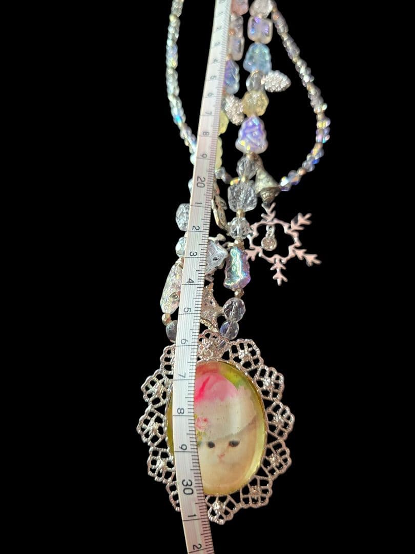 ガラスカメオ　ネックレス　ねこ