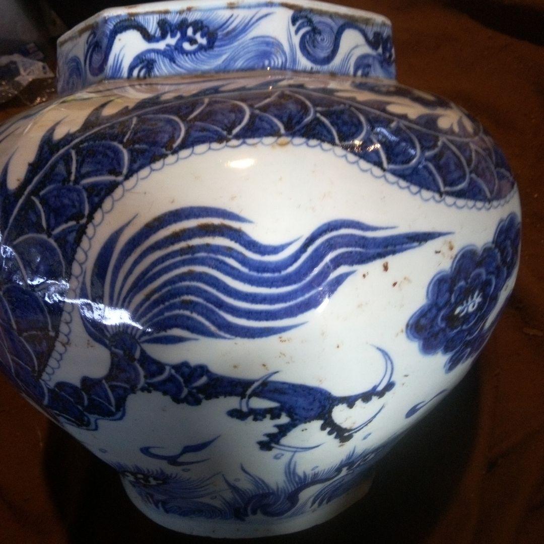 中国陶磁器　元染付　龍大壺