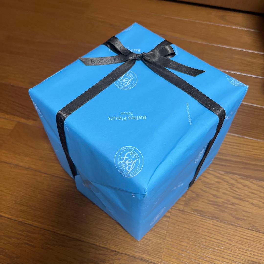 Belles Fleurs ガラスドームL プリザーブドフラワーアレンジ ブルー