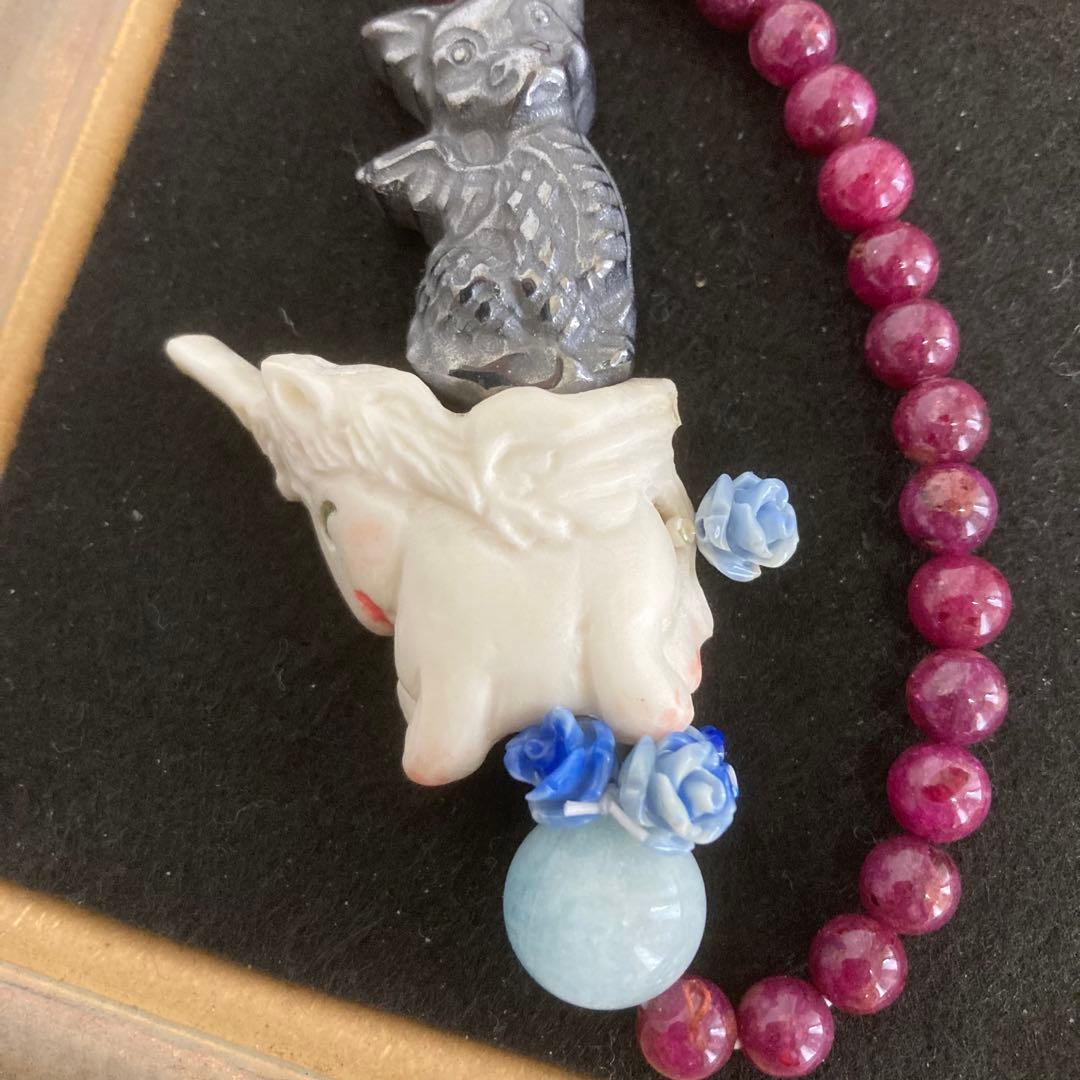 【種名　日本鹿の角】 オリジナル彫刻　⭐️銀の龍を背に乗せて♪⭐️ ドラゴン☆匿名☆