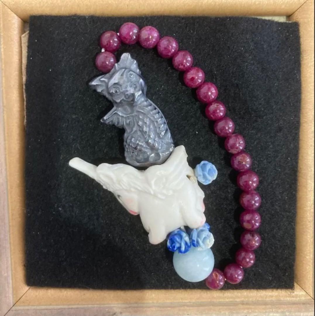 【種名　日本鹿の角】 オリジナル彫刻　⭐️銀の龍を背に乗せて♪⭐️ ドラゴン☆匿名☆