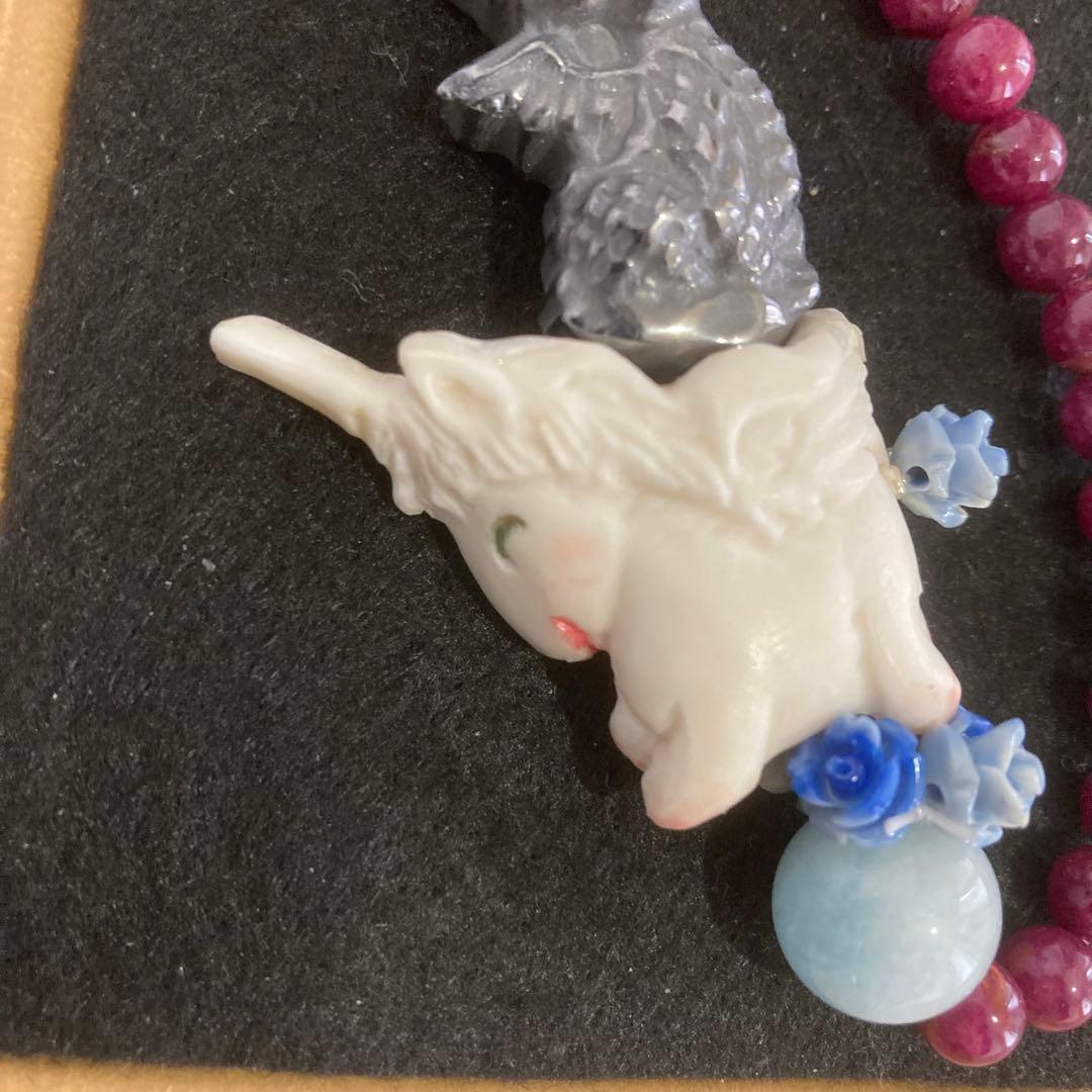 【種名　日本鹿の角】 オリジナル彫刻　⭐️銀の龍を背に乗せて♪⭐️ ドラゴン☆匿名☆