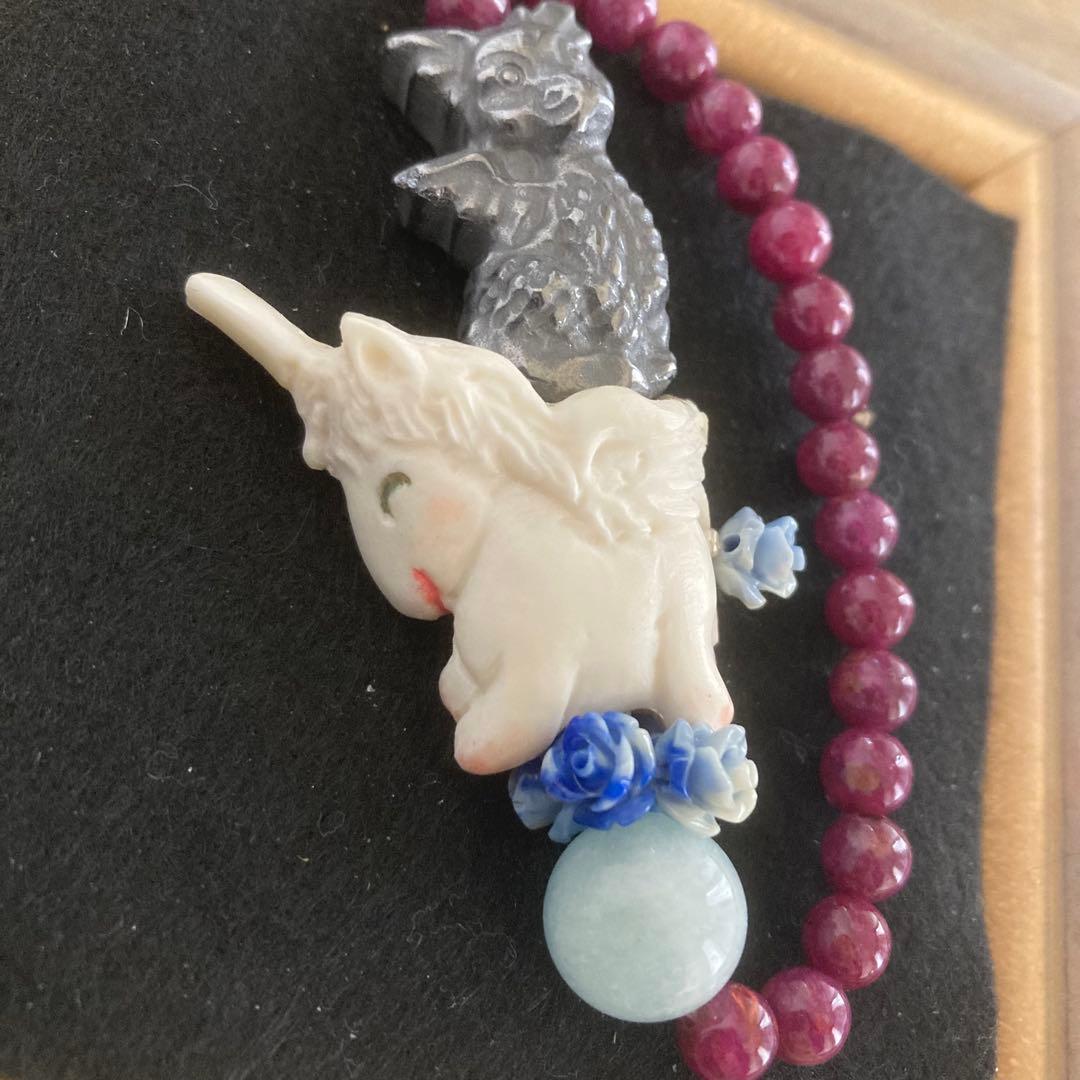 【種名　日本鹿の角】 オリジナル彫刻　⭐️銀の龍を背に乗せて♪⭐️ ドラゴン☆匿名☆