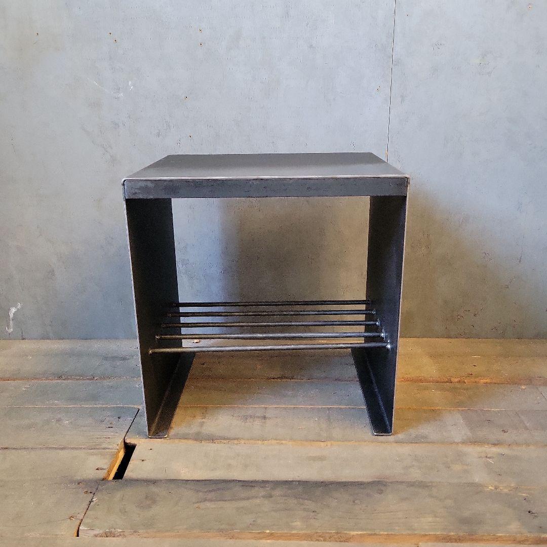 スツール　椅子　ベンチ　アイアン　おしゃれ　シンプル　四角い　四角　黒皮