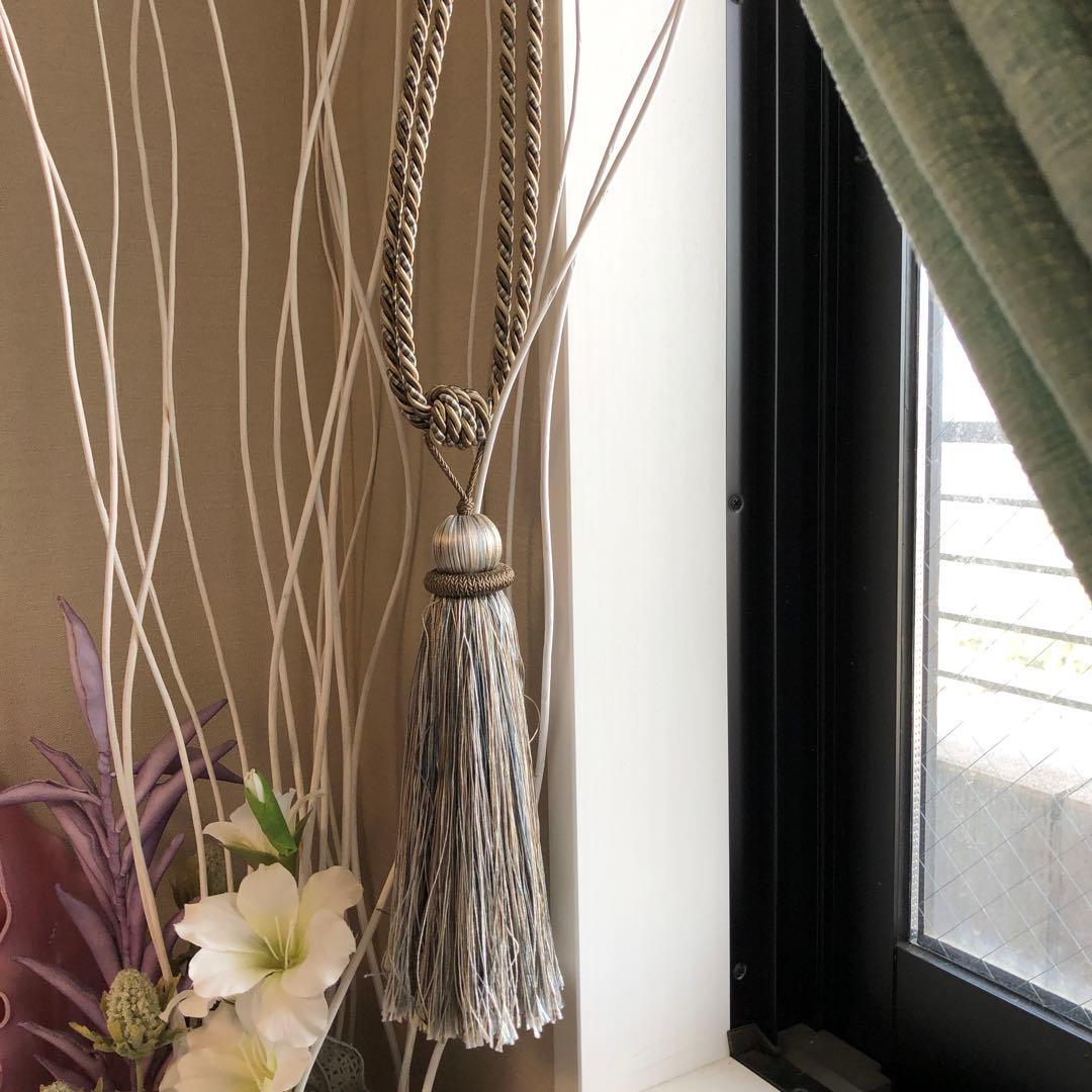 カーテン　ブルーグリーン系　レースカーテンセット