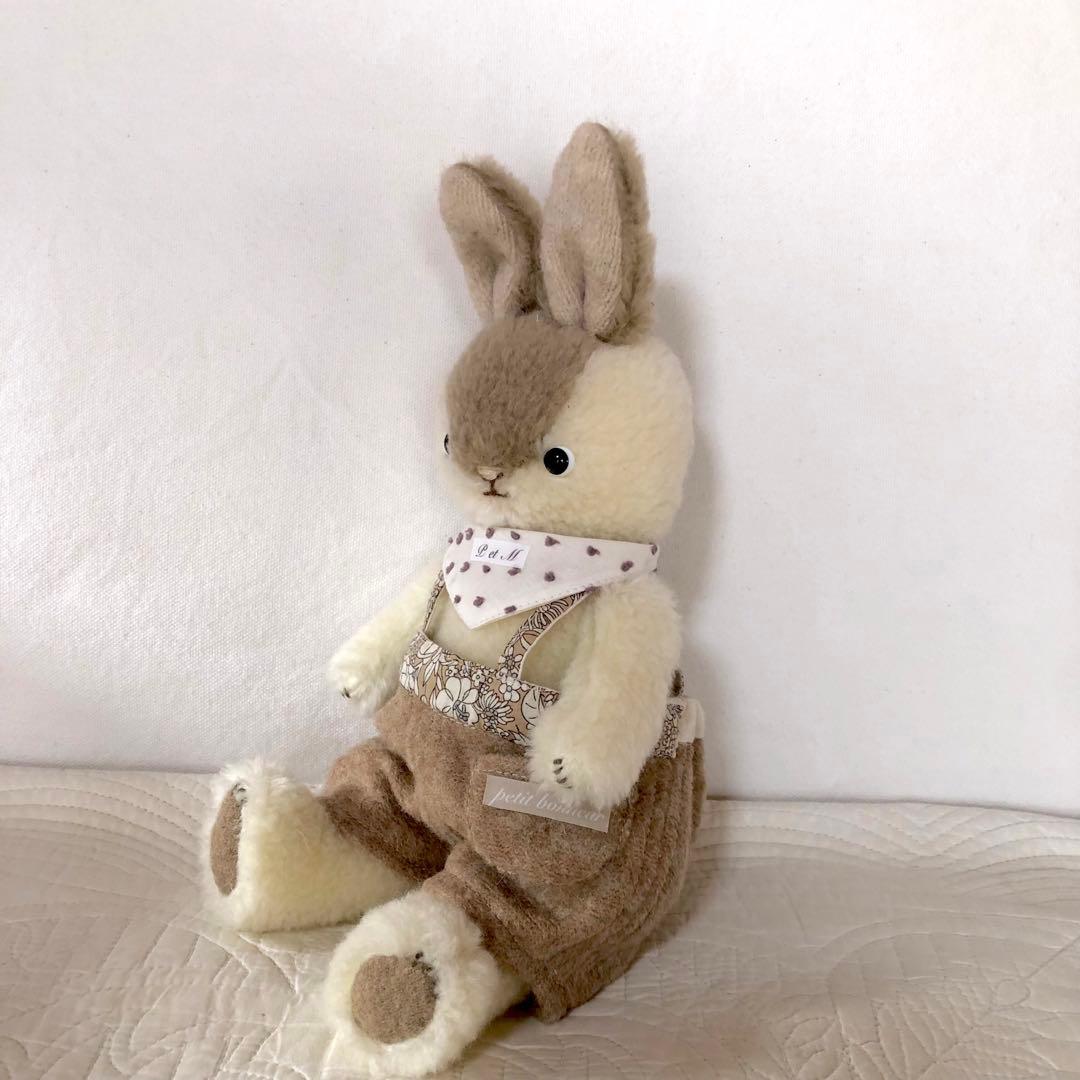 ハンドメイド　おしゃれうさぎくん　アルパカ&ウールのぬいぐるみ