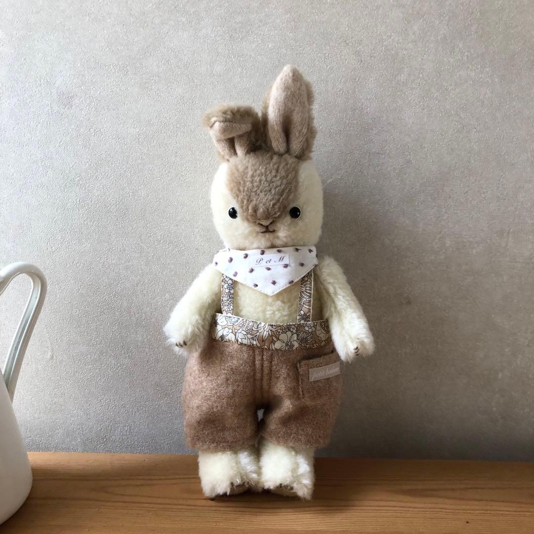 ハンドメイド　おしゃれうさぎくん　アルパカ&ウールのぬいぐるみ