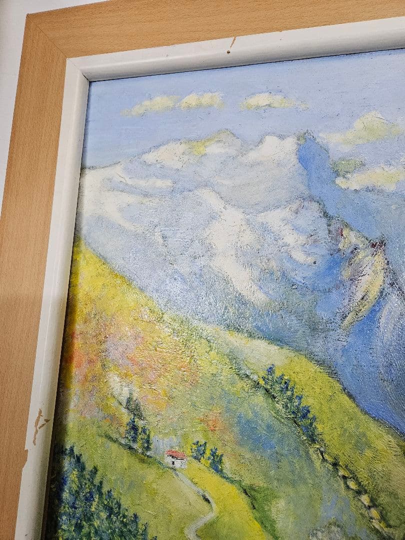 フランスの風景画 油彩画 絵画 アート 手描き 木製フレーム ウォールデコ