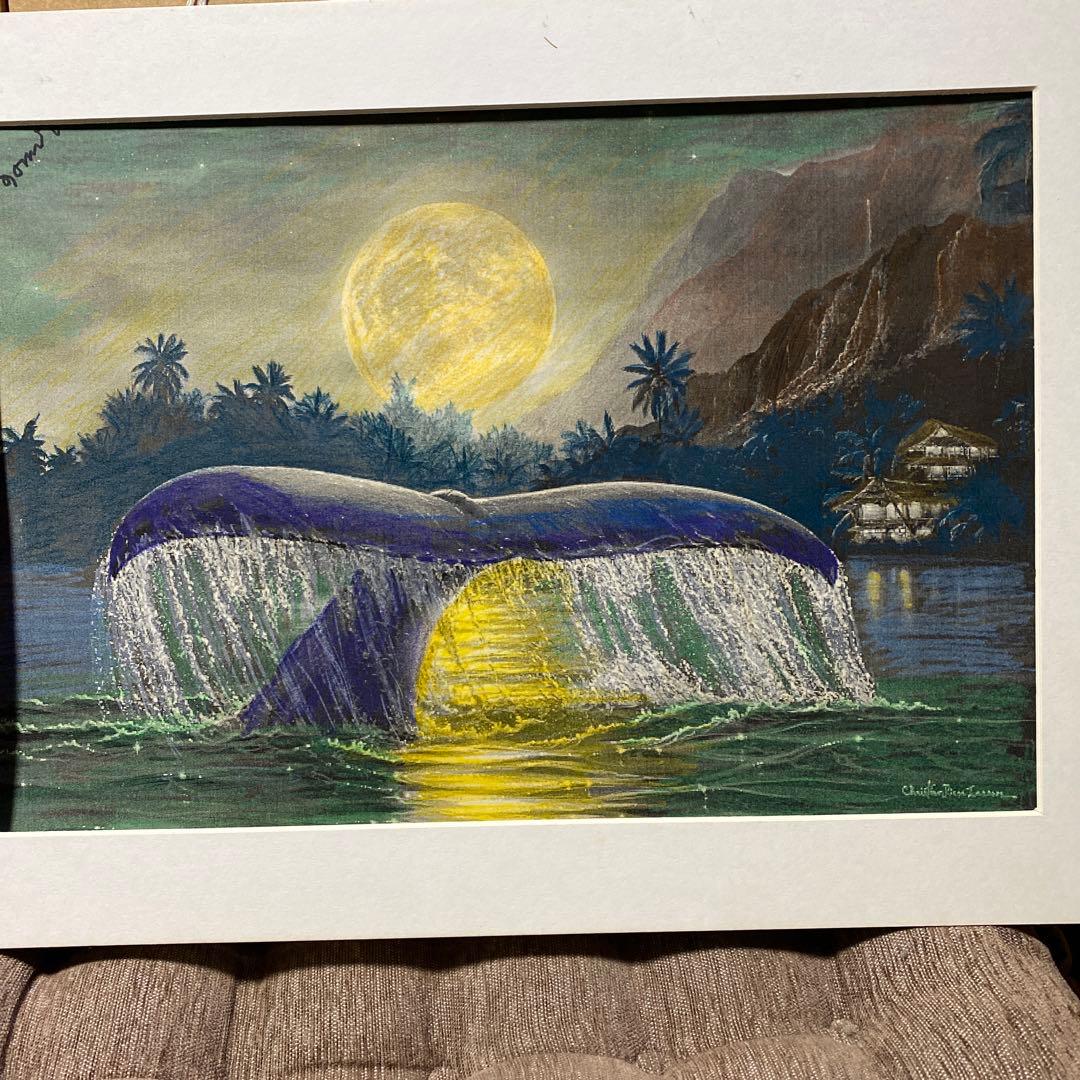 ラッセンの満月と鯨との模写