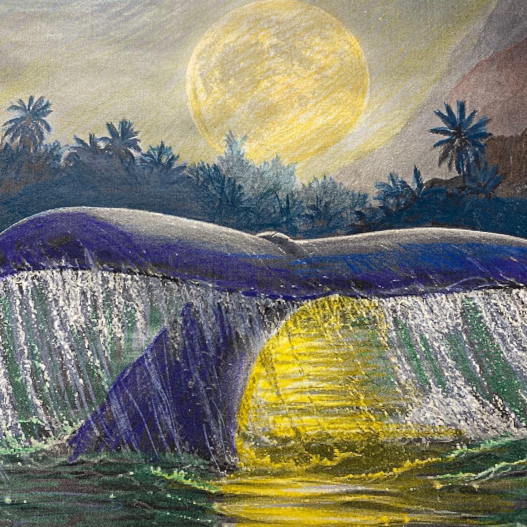 ラッセンの満月と鯨との模写